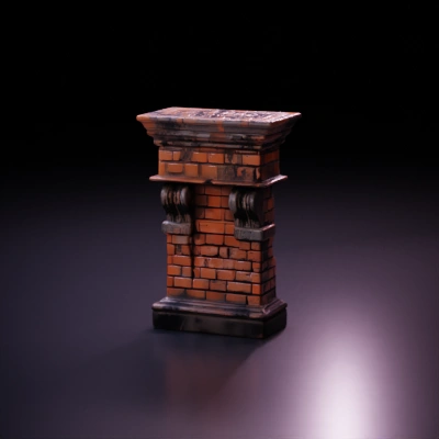 Realistic, PBR
,Brick pillar with structural detail.