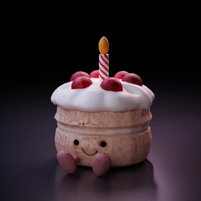 plush cake with candle.
