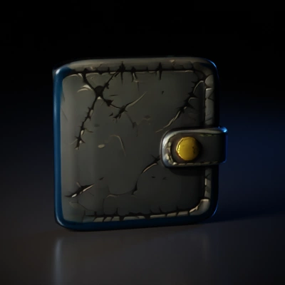 Worn leather wallet with button clasp.