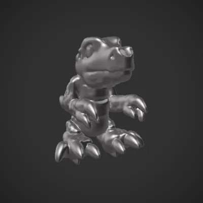 Cartoon baby dinosaur waving, friendly appearance. smooth edges, simple geometry, character.