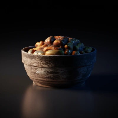 Bowl of assorted nuts.
