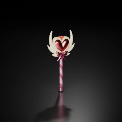 Magical wand adorned with heart and ribbon. jewel,
