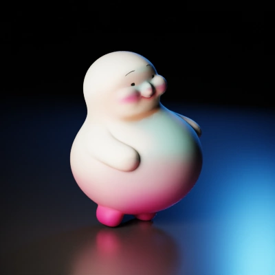 Chubby, smiling character, simple design, cute.