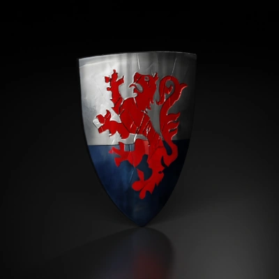 Coat of arms featuring lion symbol.