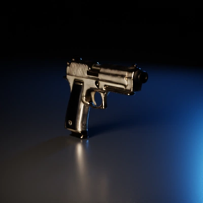 Handgun, modern firearm design, detailed grip, barrel, trigger.