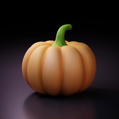 Pumpkin with stem, round and smooth appearance.