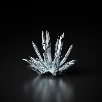 Cluster of jagged crystal spikes, highly detailed, reflective.