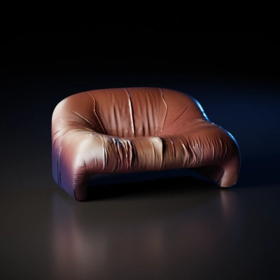 Brown, soft, plush leather sofa.