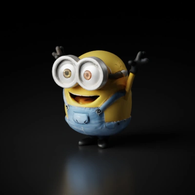 Small humanoid character with overalls, goggles, smiling.