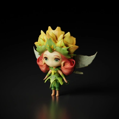 Cute elf-like character with flowery crown.
