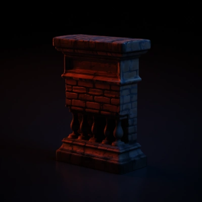 Realistic, PBR
Brick column with balusters, architectural style.
