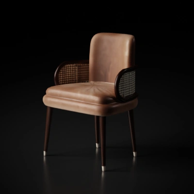 Modern upholstered chair with armrests.