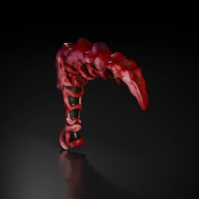 Alien spine-like organic structure, twisted. asymmetric geometry
