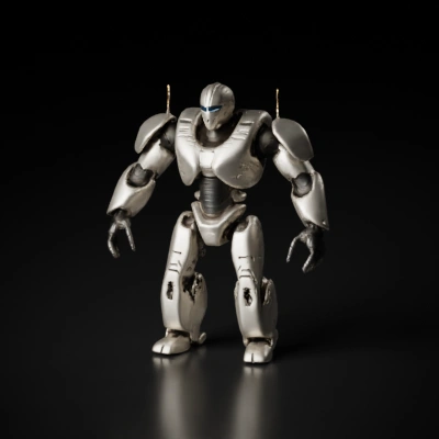 Humanoid combat robot, futuristic, heavily armored.