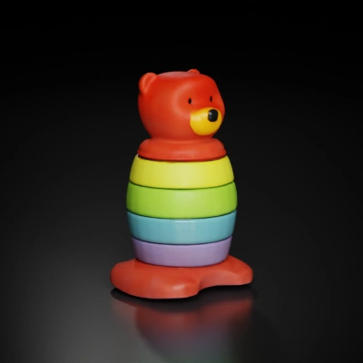 Bear-shaped stacking toy, multiple rings.