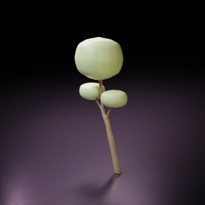 Stylized tree with spherical foliage.