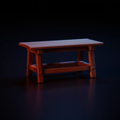 Rectangular wooden table, sturdy construction, basic design.