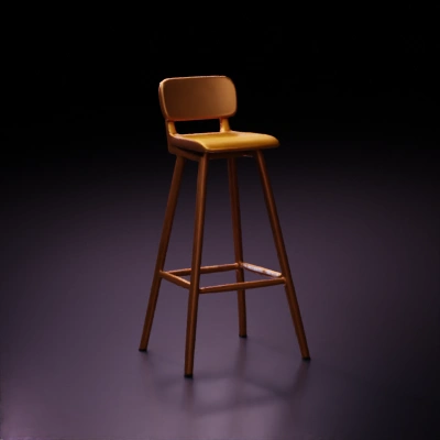 High stool, tall legs, back support. black