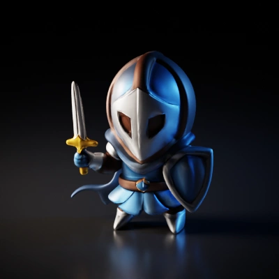 Chibi knight in armor with sword.