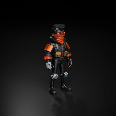 Stylized humanoid figure.