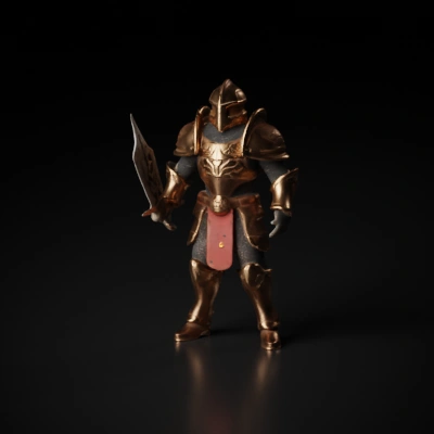 Armored knight character holding a large sword, detailed armor.