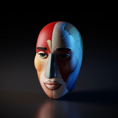 abstract multi-colored human face.