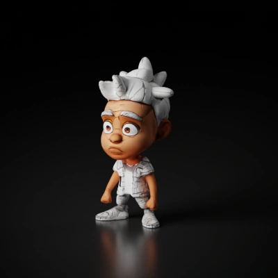 Cartoon character, detailed features, large eyes.