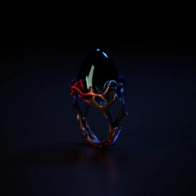 Magical gem encased in twisted organic vines.