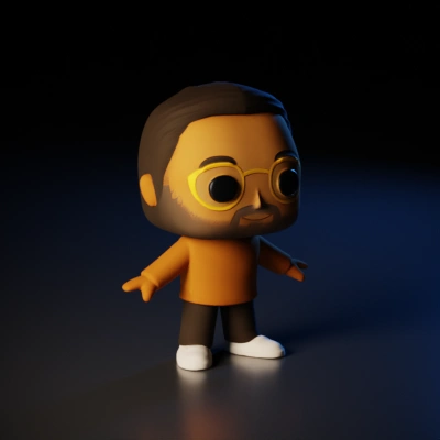 Stylized vinyl figure of a person.