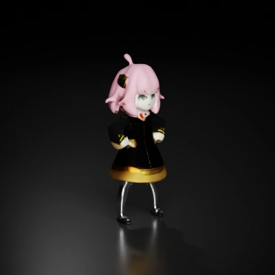 Animated girl with pink hair, school uniform.