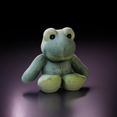Green plush frog toy.