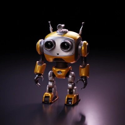 Short, stout robot with large circular eyes.