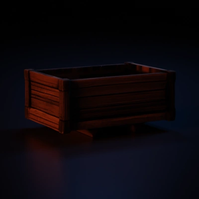 Wooden crate, storage container, 3D model.