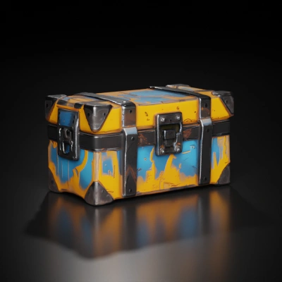 colorful storage chest with grunge design.