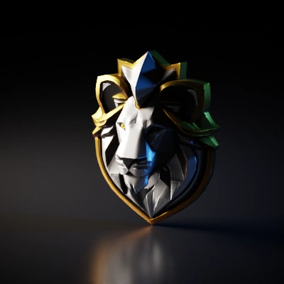 geometric lion crest.