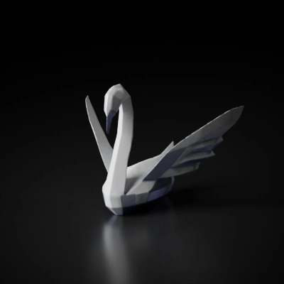 Low-poly swan sculpture.