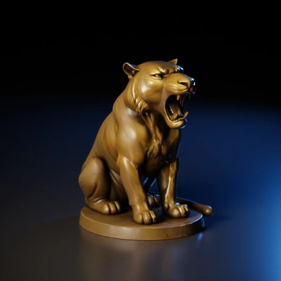 A roaring tiger statue, high details.