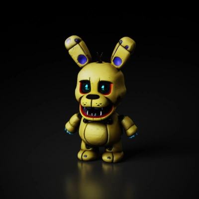 Creepy animatronic rabbit character.