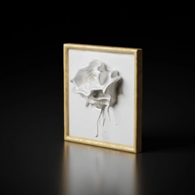 Flowing rose sculpture, wall-mounted.