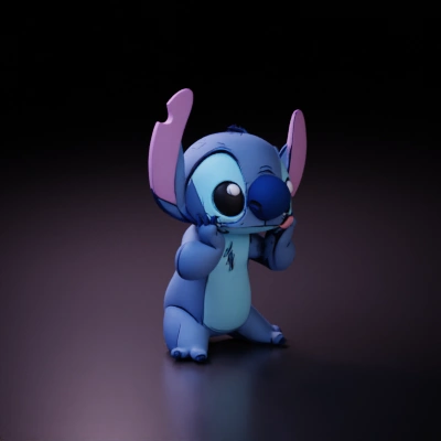 Blue cartoon alien with big ears.