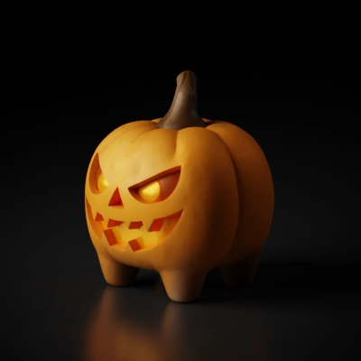 Halloween jack-o'-lantern pumpkin monster.