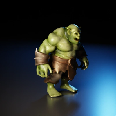 Orc warrior with muscular build, fantasy setting.