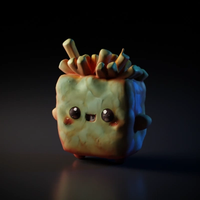 Cute fry box character with happy face.