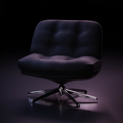 Comfortable lounge chair with tufted cushions.
