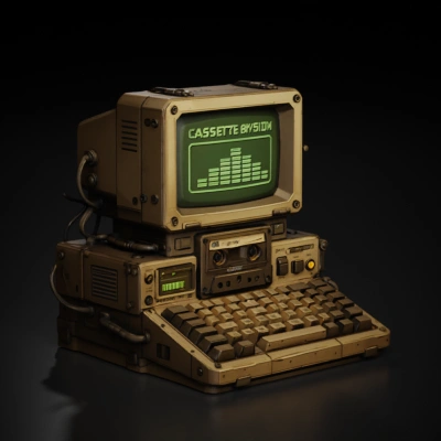 Vintage cassette computer system.