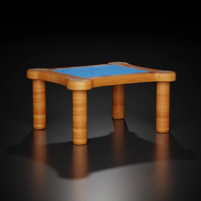 Wooden-framed rectangular mat with four rounded corners.