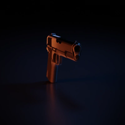Handgun, semi-automatic, detailed model, realistic.