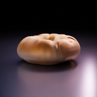 Round bagel with soft texture.