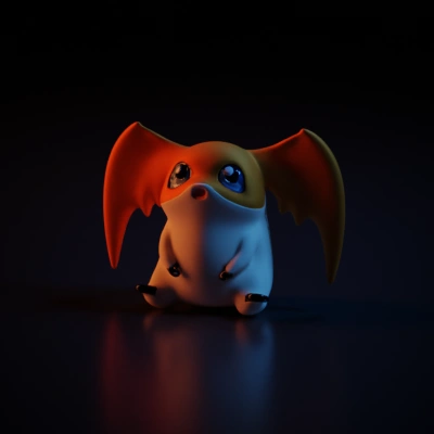 Cute bat-winged creature with large eyes.