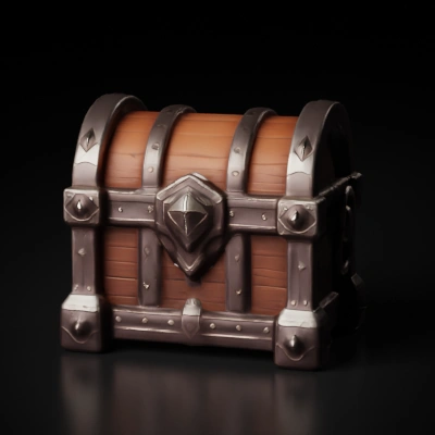 Treasure chest, medieval design, ornate metallic accents.